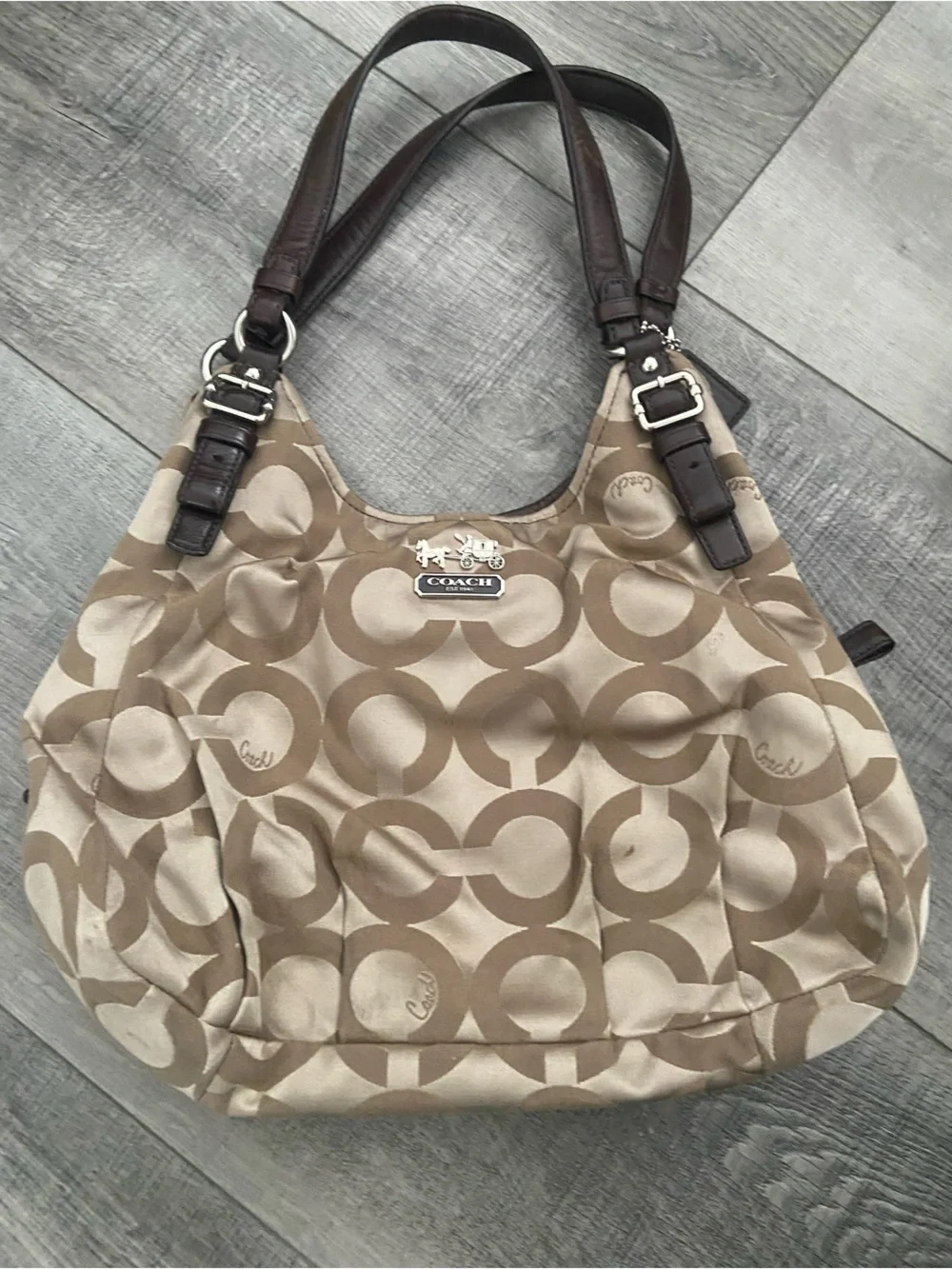 Coach Tan & Brown Signature Bag